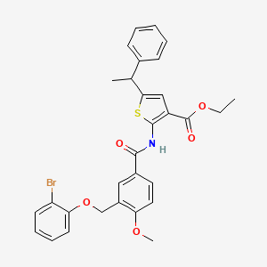 molecular formula C30H28BrNO5S B4708857 ethyl 2-({3-[(2-bromophenoxy)methyl]-4-methoxybenzoyl}amino)-5-(1-phenylethyl)-3-thiophenecarboxylate 