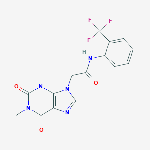 molecular formula C16H14F3N5O3 B470892 2-(1,3-dimethyl-2,6-dioxopurin-9-yl)-N-[2-(trifluoromethyl)phenyl]acetamide CAS No. 379729-66-5