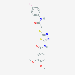 N-[5-[2-(4-fluoroanilino)-2-oxoethyl]sulfanyl-1,3,4-thiadiazol-2-yl]-3,4-dimethoxybenzamide