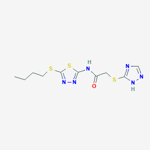 molecular formula C10H14N6OS3 B4708991 N-[5-(butylthio)-1,3,4-thiadiazol-2-yl]-2-(1H-1,2,4-triazol-3-ylthio)acetamide 