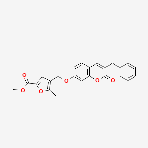 molecular formula C25H22O6 B4709015 methyl 4-{[(3-benzyl-4-methyl-2-oxo-2H-chromen-7-yl)oxy]methyl}-5-methyl-2-furoate 