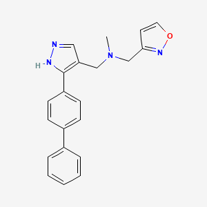 molecular formula C21H20N4O B4709074 1-[3-(4-biphenylyl)-1H-pyrazol-4-yl]-N-(3-isoxazolylmethyl)-N-methylmethanamine 