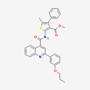 molecular formula C32H28N2O4S B4709193 methyl 5-methyl-4-phenyl-2-({[2-(3-propoxyphenyl)-4-quinolinyl]carbonyl}amino)-3-thiophenecarboxylate 