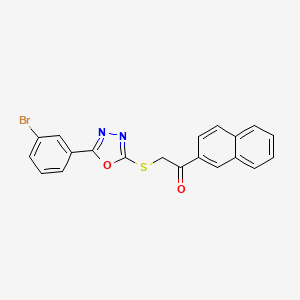 molecular formula C20H13BrN2O2S B4709270 2-[[5-(3-Bromophenyl)-1,3,4-oxadiazol-2-yl]sulfanyl]-1-naphthalen-2-ylethanone 