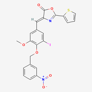 molecular formula C22H15IN2O6S B4709278 4-{3-iodo-5-methoxy-4-[(3-nitrobenzyl)oxy]benzylidene}-2-(2-thienyl)-1,3-oxazol-5(4H)-one 