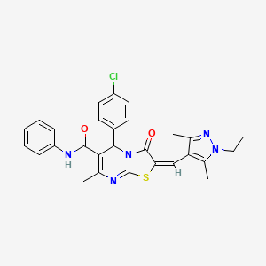 5-(4-chlorophenyl)-2-[(1-ethyl-3,5-dimethyl-1H-pyrazol-4-yl)methylene]-7-methyl-3-oxo-N-phenyl-2,3-dihydro-5H-[1,3]thiazolo[3,2-a]pyrimidine-6-carboxamide