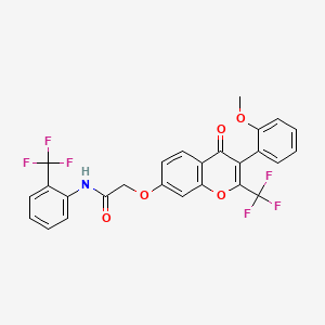 2-{[3-(2-methoxyphenyl)-4-oxo-2-(trifluoromethyl)-4H-chromen-7-yl]oxy}-N-[2-(trifluoromethyl)phenyl]acetamide