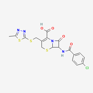 7-[(4-CHLOROBENZOYL)AMINO]-3-{[(5-METHYL-1,3,4-THIADIAZOL-2-YL)SULFANYL]METHYL}-8-OXO-5-THIA-1-AZABICYCLO[4.2.0]OCT-2-ENE-2-CARBOXYLIC ACID