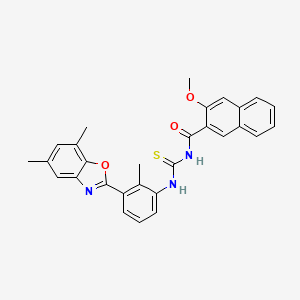 N-({[3-(5,7-dimethyl-1,3-benzoxazol-2-yl)-2-methylphenyl]amino}carbonothioyl)-3-methoxy-2-naphthamide