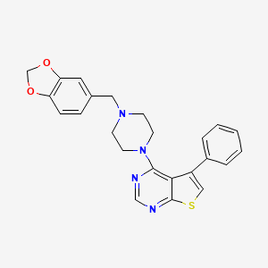 molecular formula C24H22N4O2S B4709490 4-[4-(1,3-benzodioxol-5-ylmethyl)-1-piperazinyl]-5-phenylthieno[2,3-d]pyrimidine 