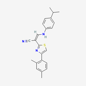 (Z)-2-[4-(2,4-dimethylphenyl)-1,3-thiazol-2-yl]-3-(4-propan-2-ylanilino)prop-2-enenitrile