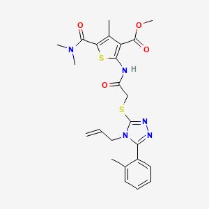 molecular formula C24H27N5O4S2 B4709683 methyl 2-[({[4-allyl-5-(2-methylphenyl)-4H-1,2,4-triazol-3-yl]thio}acetyl)amino]-5-[(dimethylamino)carbonyl]-4-methyl-3-thiophenecarboxylate 