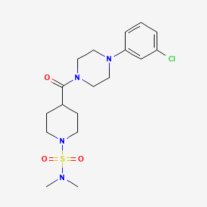 molecular formula C18H27ClN4O3S B4709716 4-{[4-(3-chlorophenyl)-1-piperazinyl]carbonyl}-N,N-dimethyl-1-piperidinesulfonamide 