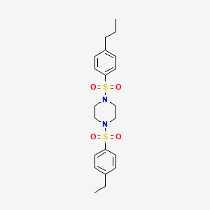 molecular formula C21H28N2O4S2 B4709721 1-[(4-ethylphenyl)sulfonyl]-4-[(4-propylphenyl)sulfonyl]piperazine 