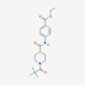 molecular formula C20H28N2O4 B4709724 Ethyl 4-({[1-(2,2-dimethylpropanoyl)piperidin-4-yl]carbonyl}amino)benzoate 