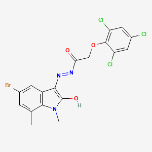 N'-[(3Z)-5-BROMO-1,7-DIMETHYL-2-OXO-2,3-DIHYDRO-1H-INDOL-3-YLIDENE]-2-(2,4,6-TRICHLOROPHENOXY)ACETOHYDRAZIDE