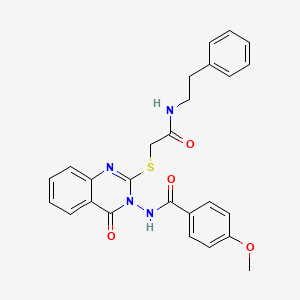 molecular formula C26H24N4O4S B4709826 4-methoxy-N-[4-oxo-2-({2-oxo-2-[(2-phenylethyl)amino]ethyl}thio)-3(4H)-quinazolinyl]benzamide 