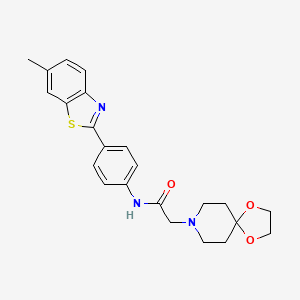 2-(1,4-dioxa-8-azaspiro[4.5]dec-8-yl)-N-[4-(6-methyl-1,3-benzothiazol-2-yl)phenyl]acetamide