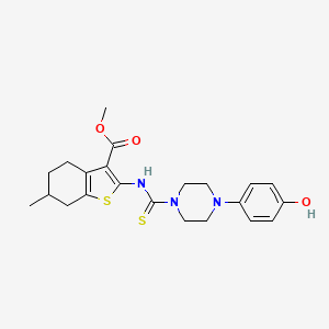 molecular formula C22H27N3O3S2 B4709916 methyl 2-({[4-(4-hydroxyphenyl)-1-piperazinyl]carbonothioyl}amino)-6-methyl-4,5,6,7-tetrahydro-1-benzothiophene-3-carboxylate 