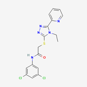 molecular formula C17H15Cl2N5OS B4709941 N-(3,5-dichlorophenyl)-2-{[4-ethyl-5-(pyridin-2-yl)-4H-1,2,4-triazol-3-yl]sulfanyl}acetamide CAS No. 587010-79-5