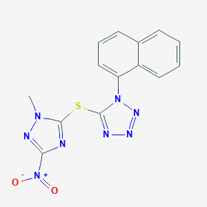 molecular formula C14H10N8O2S B470996 5-({3-nitro-1-methyl-1H-1,2,4-triazol-5-yl}sulfanyl)-1-(1-naphthyl)-1H-tetraazole CAS No. 634176-46-8
