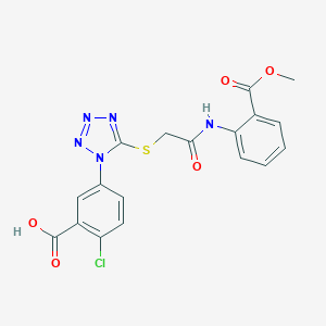 molecular formula C18H14ClN5O5S B470999 2-chloro-5-[5-({2-[2-(methoxycarbonyl)anilino]-2-oxoethyl}sulfanyl)-1H-tetraazol-1-yl]benzoic acid CAS No. 634166-37-3