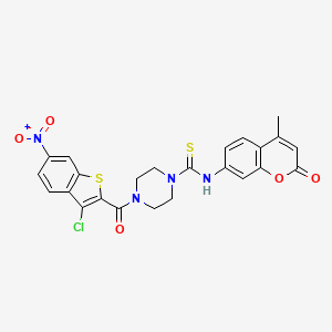 molecular formula C24H19ClN4O5S2 B4710017 4-[(3-chloro-6-nitro-1-benzothien-2-yl)carbonyl]-N-(4-methyl-2-oxo-2H-chromen-7-yl)-1-piperazinecarbothioamide 