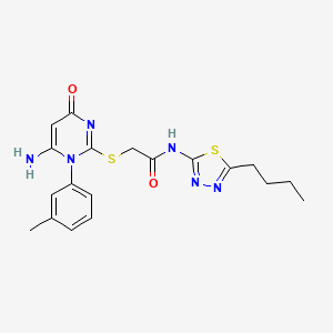 molecular formula C19H22N6O2S2 B4710032 2-{[6-AMINO-1-(3-METHYLPHENYL)-4-OXO-1,4-DIHYDRO-2-PYRIMIDINYL]SULFANYL}-N~1~-(5-BUTYL-1,3,4-THIADIAZOL-2-YL)ACETAMIDE 