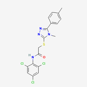 molecular formula C18H15Cl3N4OS B4710083 2-{[4-methyl-5-(4-methylphenyl)-4H-1,2,4-triazol-3-yl]thio}-N-(2,4,6-trichlorophenyl)acetamide 