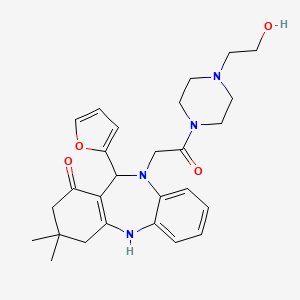 11-(2-FURYL)-10-{2-[4-(2-HYDROXYETHYL)PIPERAZINO]-2-OXOETHYL}-3,3-DIMETHYL-2,3,4,5,10,11-HEXAHYDRO-1H-DIBENZO[B,E][1,4]DIAZEPIN-1-ONE