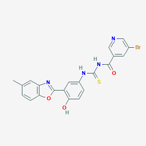 molecular formula C21H15BrN4O3S B471011 N-[(5-bromo-3-pyridinyl)carbonyl]-N'-[4-hydroxy-3-(5-methyl-1,3-benzoxazol-2-yl)phenyl]thiourea 