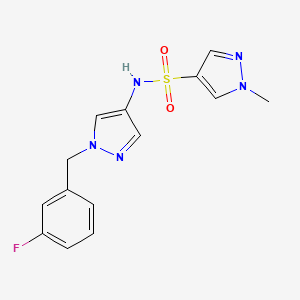 molecular formula C14H14FN5O2S B4710117 N-[1-(3-fluorobenzyl)-1H-pyrazol-4-yl]-1-methyl-1H-pyrazole-4-sulfonamide 