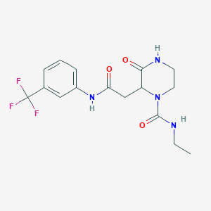 N-ethyl-3-oxo-2-(2-oxo-2-{[3-(trifluoromethyl)phenyl]amino}ethyl)piperazine-1-carboxamide