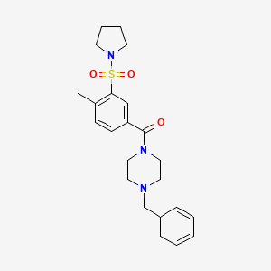 molecular formula C23H29N3O3S B4710359 1-benzyl-4-[4-methyl-3-(1-pyrrolidinylsulfonyl)benzoyl]piperazine 