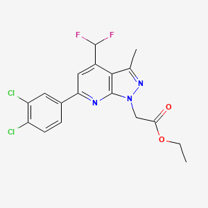 molecular formula C18H15Cl2F2N3O2 B4710392 ETHYL 2-[6-(3,4-DICHLOROPHENYL)-4-(DIFLUOROMETHYL)-3-METHYL-1H-PYRAZOLO[3,4-B]PYRIDIN-1-YL]ACETATE 