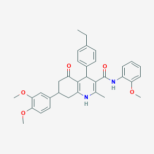 7-(3,4-dimethoxyphenyl)-4-(4-ethylphenyl)-N-(2-methoxyphenyl)-2-methyl-5-oxo-1,4,5,6,7,8-hexahydro-3-quinolinecarboxamide