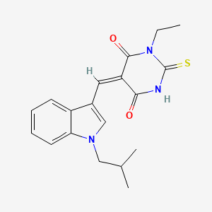 (5E)-1-ethyl-5-[[1-(2-methylpropyl)indol-3-yl]methylidene]-2-sulfanylidene-1,3-diazinane-4,6-dione