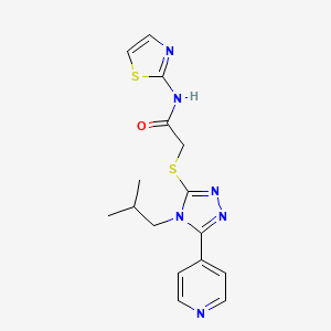 molecular formula C16H18N6OS2 B4710458 2-{[4-(2-methylpropyl)-5-(pyridin-4-yl)-4H-1,2,4-triazol-3-yl]sulfanyl}-N-(1,3-thiazol-2-yl)acetamide 