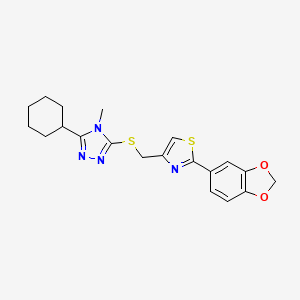 [2-(1,3-BENZODIOXOL-5-YL)-1,3-THIAZOL-4-YL]METHYL (5-CYCLOHEXYL-4-METHYL-4H-1,2,4-TRIAZOL-3-YL) SULFIDE