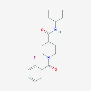 molecular formula C18H25FN2O2 B4710534 N-(1-ethylpropyl)-1-(2-fluorobenzoyl)-4-piperidinecarboxamide 