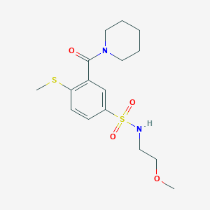 molecular formula C16H24N2O4S2 B4710557 N-(2-methoxyethyl)-4-(methylthio)-3-(1-piperidinylcarbonyl)benzenesulfonamide 