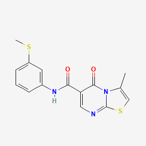 molecular formula C15H13N3O2S2 B4710614 3-methyl-N-[3-(methylthio)phenyl]-5-oxo-5H-[1,3]thiazolo[3,2-a]pyrimidine-6-carboxamide 