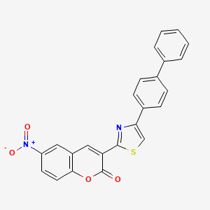 molecular formula C24H14N2O4S B4710631 3-[4-(4-biphenylyl)-1,3-thiazol-2-yl]-6-nitro-2H-chromen-2-one 