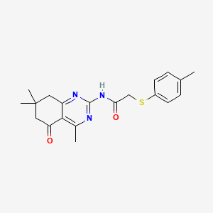 molecular formula C20H23N3O2S B4710678 2-[(4-methylphenyl)thio]-N-(4,7,7-trimethyl-5-oxo-5,6,7,8-tetrahydro-2-quinazolinyl)acetamide 