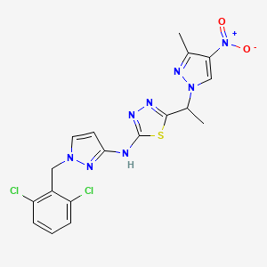 N-[1-(2,6-DICHLOROBENZYL)-1H-PYRAZOL-3-YL]-N-{5-[1-(3-METHYL-4-NITRO-1H-PYRAZOL-1-YL)ETHYL]-1,3,4-THIADIAZOL-2-YL}AMINE