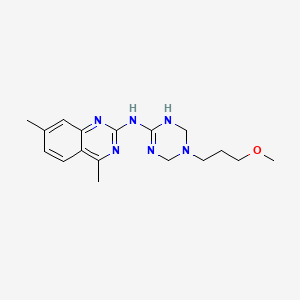 N-[5-(3-methoxypropyl)-1,3,5-triazinan-2-ylidene]-4,7-dimethylquinazolin-2-amine