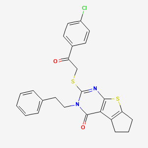 2-{[2-(4-chlorophenyl)-2-oxoethyl]thio}-3-(2-phenylethyl)-3,5,6,7-tetrahydro-4H-cyclopenta[4,5]thieno[2,3-d]pyrimidin-4-one