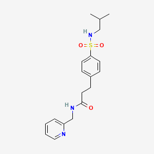 molecular formula C19H25N3O3S B4710766 3-{4-[(isobutylamino)sulfonyl]phenyl}-N-(2-pyridinylmethyl)propanamide 