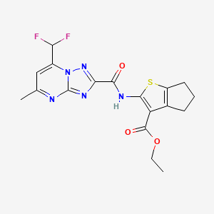 molecular formula C18H17F2N5O3S B4710786 ethyl 2-({[7-(difluoromethyl)-5-methyl[1,2,4]triazolo[1,5-a]pyrimidin-2-yl]carbonyl}amino)-5,6-dihydro-4H-cyclopenta[b]thiophene-3-carboxylate 