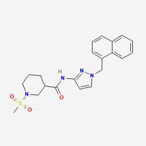 molecular formula C21H24N4O3S B4710823 1-(methylsulfonyl)-N-[1-(1-naphthylmethyl)-1H-pyrazol-3-yl]-3-piperidinecarboxamide 